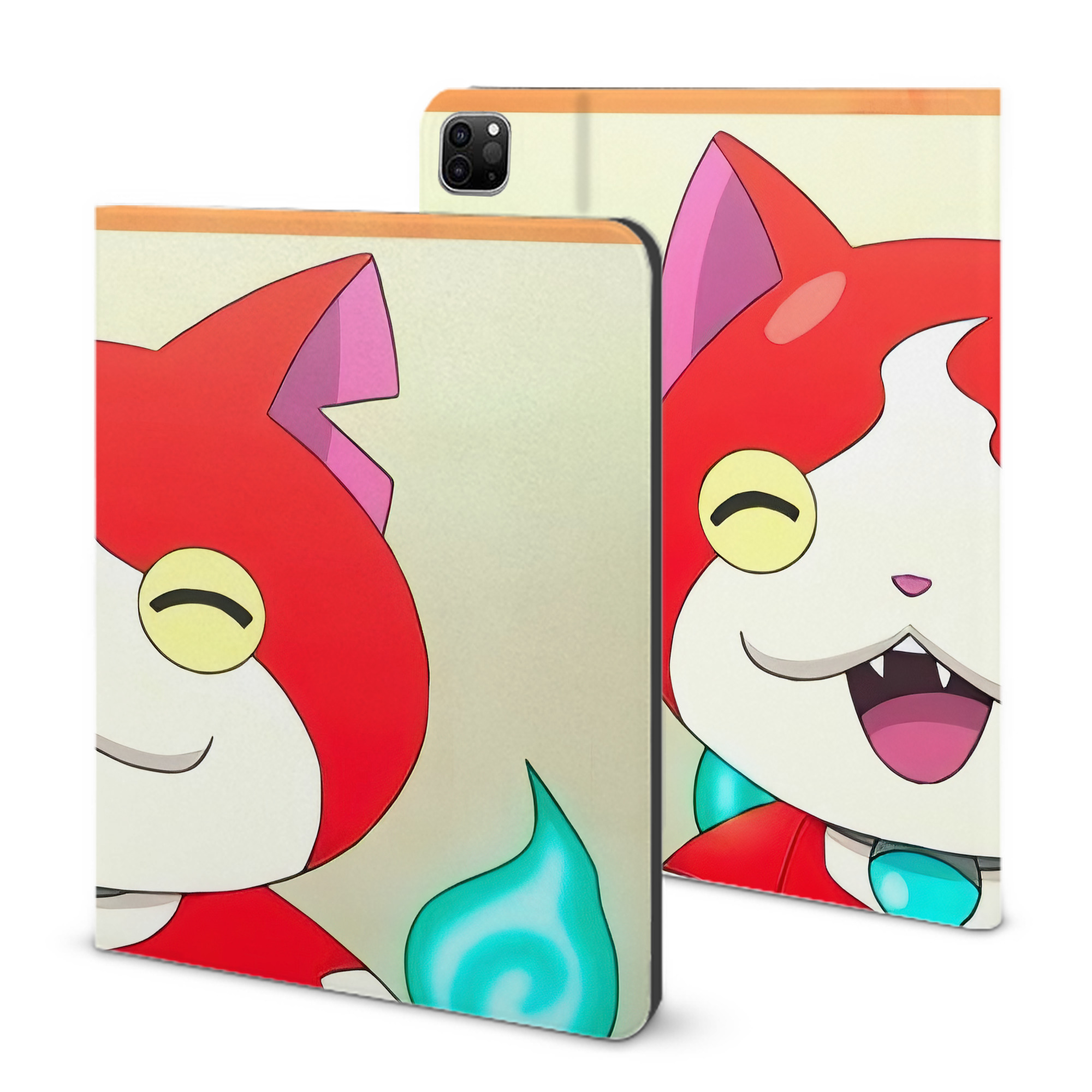 （画像用） 妖怪ウォッチ Yo-kai Watch IPad ケース ブック型 PUレザー TPU 耐衝撃 軽量 薄型 ペン収納なし 全面保護 IPad 各モデル対応